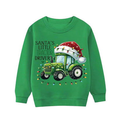 XJUERAA Christmas Sweatshirt for Boys Girls Xmas Jumper Kids Long Sleeve Santa Claus Unisex Tops Reindeer Christmas Car T-Shirts Winter Casual Pullover Children Gift Clothes Age 7-11 Years