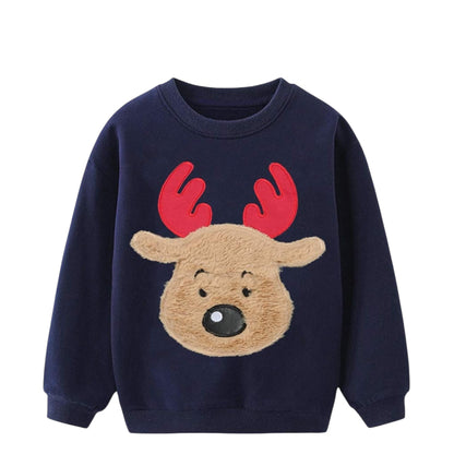 EULLA Boys Christmas Jumper Reindeer Sweatshirt Gift Kids Long Sleeve Dinosaur Tee Shirt Tops Crew Neck Pullover Hoodies Casual Outfit Clothes Age 1-7 Years