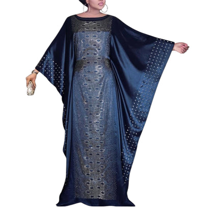 African Dresses for Women Fashion Beading Rhinestone Kaftan Maxi Dress