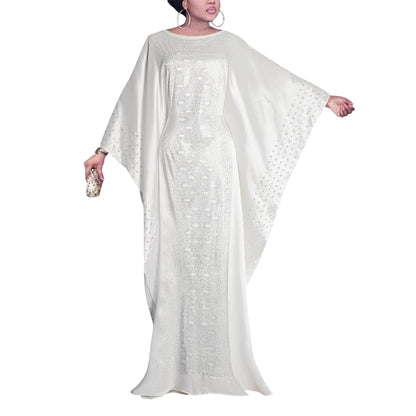 African Dresses for Women Fashion Beading Rhinestone Kaftan Maxi Dress