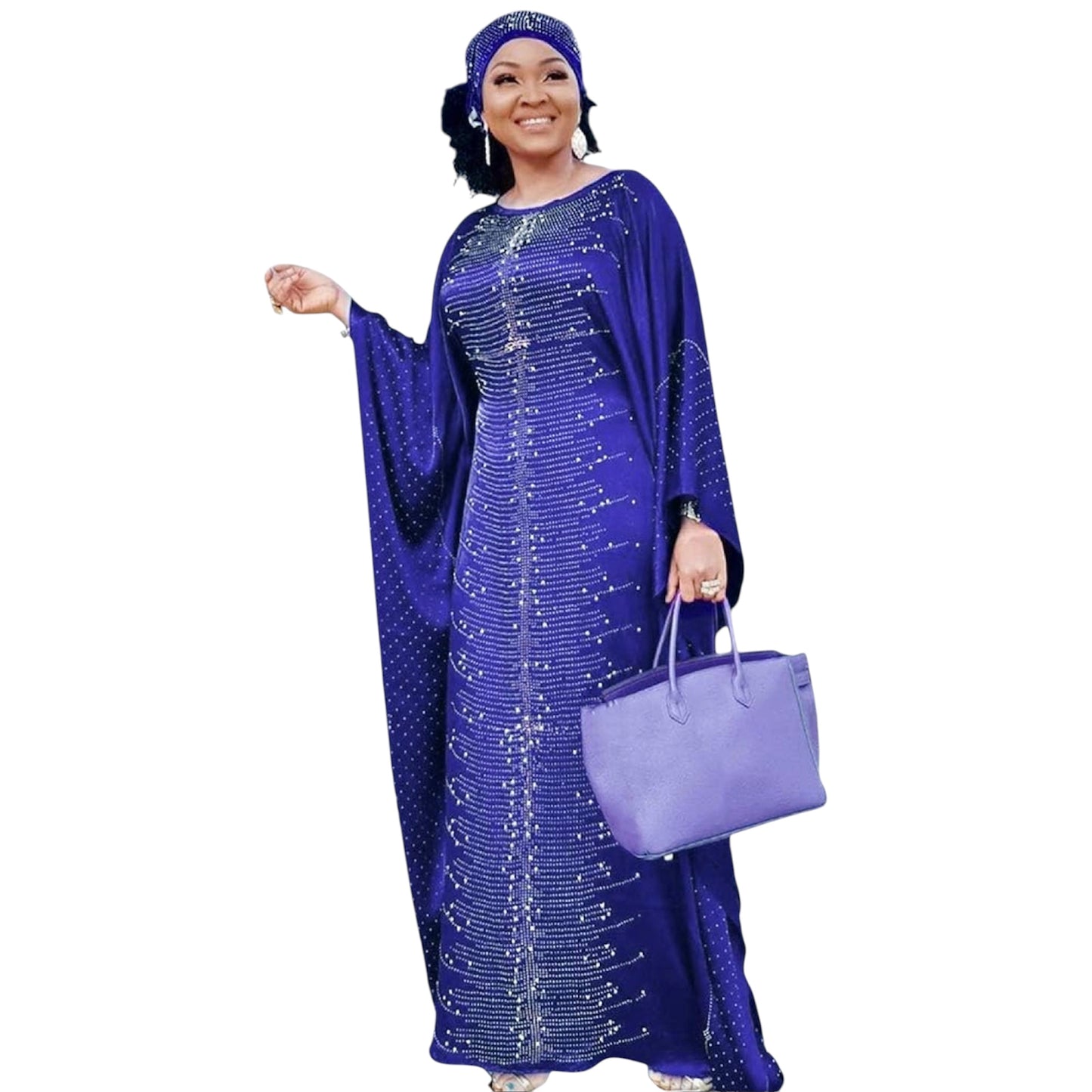 African Dresses for Women Fashion Beading Rhinestone Kaftan Maxi Dress