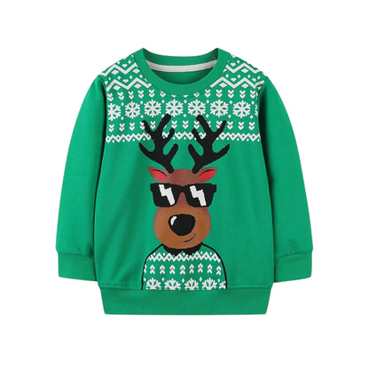 Kids Christmas Boys Sweatshirt Santa Claus Jumper Long Sleeve Tops T-Shirts Winter Casual Pullover Toddler Clothes for Age 2-10 Years