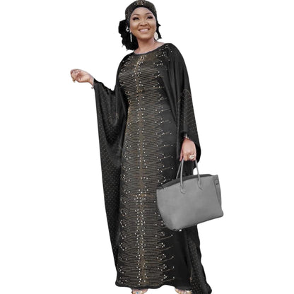 African Dresses for Women Fashion Beading Rhinestone Kaftan Maxi Dress