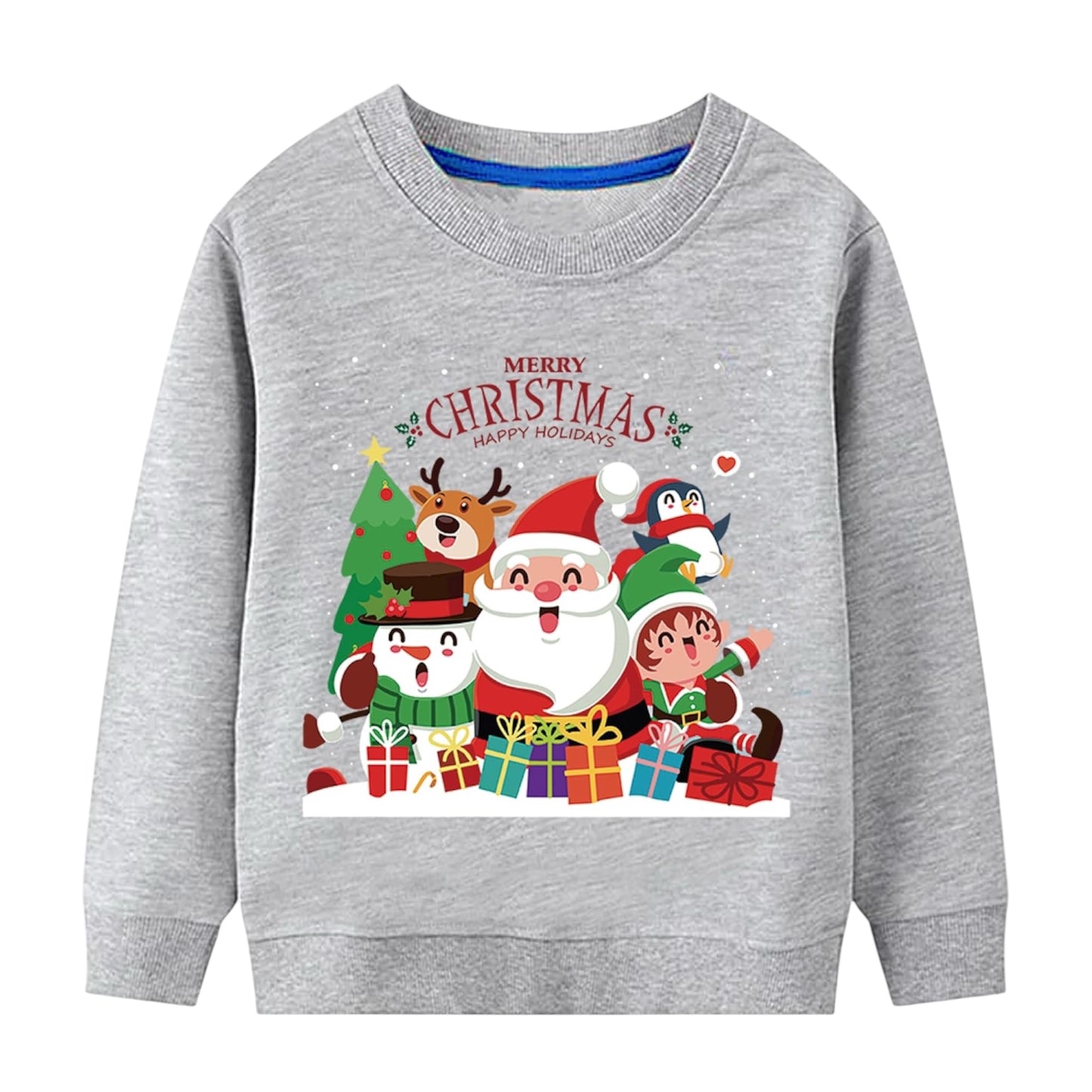 LXKA Boys Kids Christmas Jumper Sweatshirt Xmas Jumpers Reindeer Snowmen Santa Long Sleeve Tops Cotton T-Shirts Toddler Crew Neck Casual Winter Clothes Age 1-7 Years