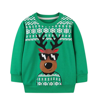 Kids Christmas Boys Sweatshirt Santa Claus Jumper Long Sleeve Tops T-Shirts Winter Casual Pullover Toddler Clothes for Age 2-10 Years