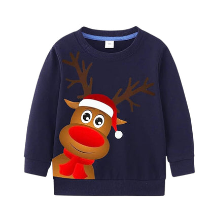 LXKA Boys Kids Christmas Jumper Sweatshirt Xmas Jumpers Reindeer Snowmen Santa Long Sleeve Tops Cotton T-Shirts Toddler Crew Neck Casual Winter Clothes Age 1-7 Years