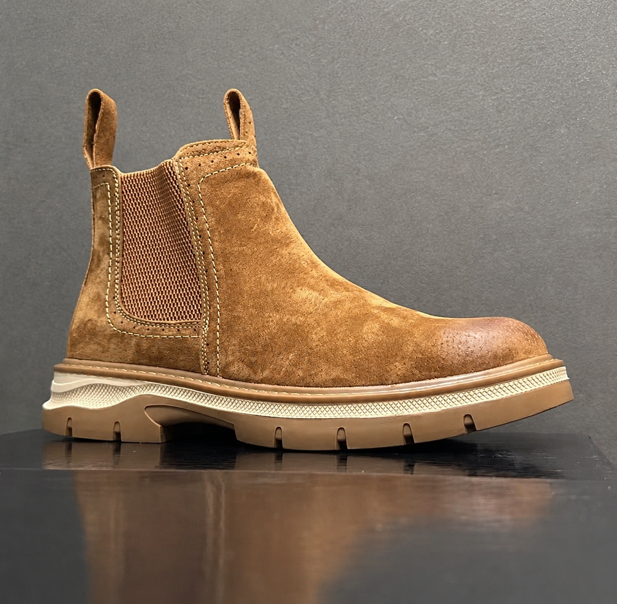 American Style  Boots High Top Men's Chelsea Boots Retro Work Leather Boots Autumn New Side Zip Short Boots British