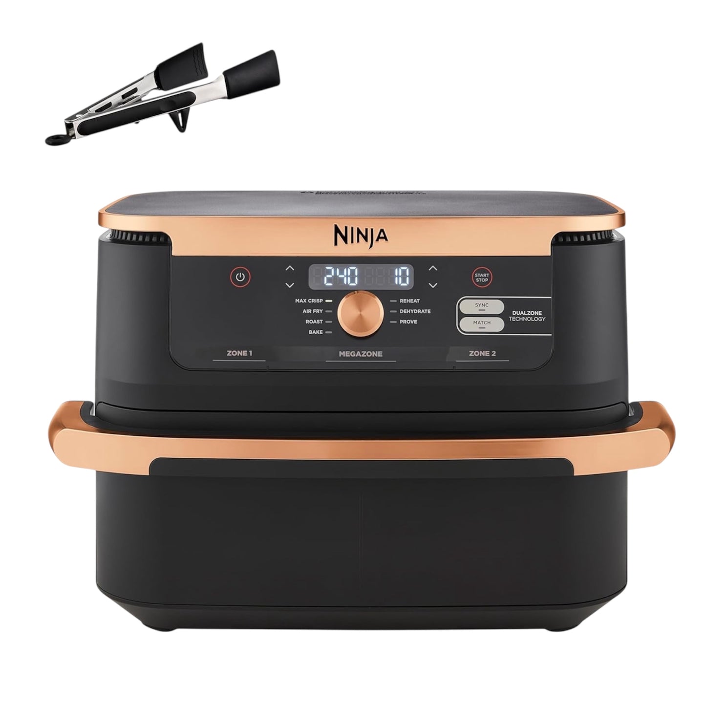 Foodi Flexdrawer Air Fryer, Dual Zone with Removable Divider, Large 10.4L Drawer, 7-In-1, Air-Fryer, Air Fry, Roast, Bake, Crisp, Non-Stick Dishwasher Safe Parts, Black and Copper, AF500UKCP