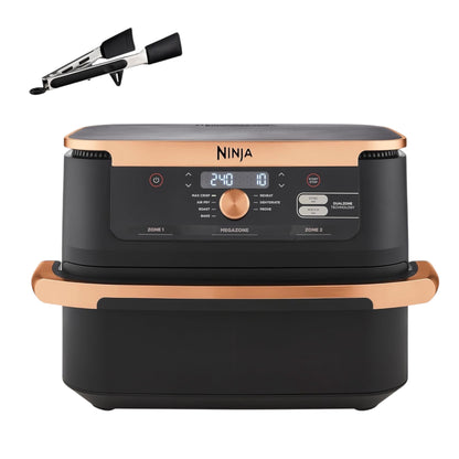Foodi Flexdrawer Air Fryer, Dual Zone with Removable Divider, Large 10.4L Drawer, 7-In-1, Air-Fryer, Air Fry, Roast, Bake, Crisp, Non-Stick Dishwasher Safe Parts, Black and Copper, AF500UKCP