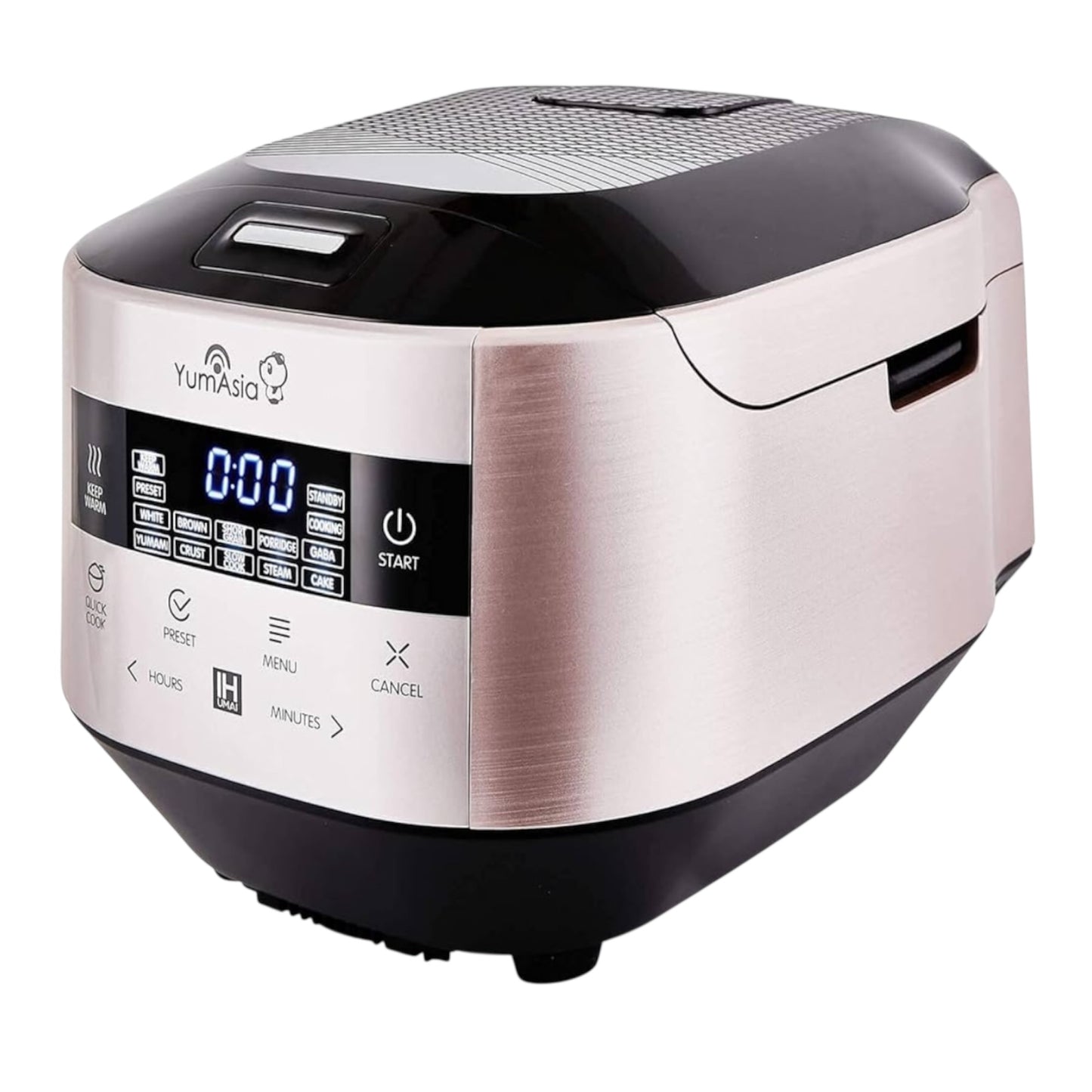 Yum Asia Bamboo Rice Cooker with Induction Heating (IH) and Ceramic Bowl, 7 Rice Cooking Functions, 4 Multicooker Functions, Motouch LED Display (1.5L) 220-240V UK/EU Power (Champagne Rose and Black)