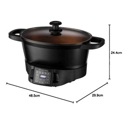 Russell Hobbs Good-to-Go 6.5L Electric Multicooker - 8 Digital functions inc Sear, Slow Cook, Steam, Boil, Keep warm & Roast, Cast aluminium housing, Glass lid, Dishwasher safe parts, 750W, 28270