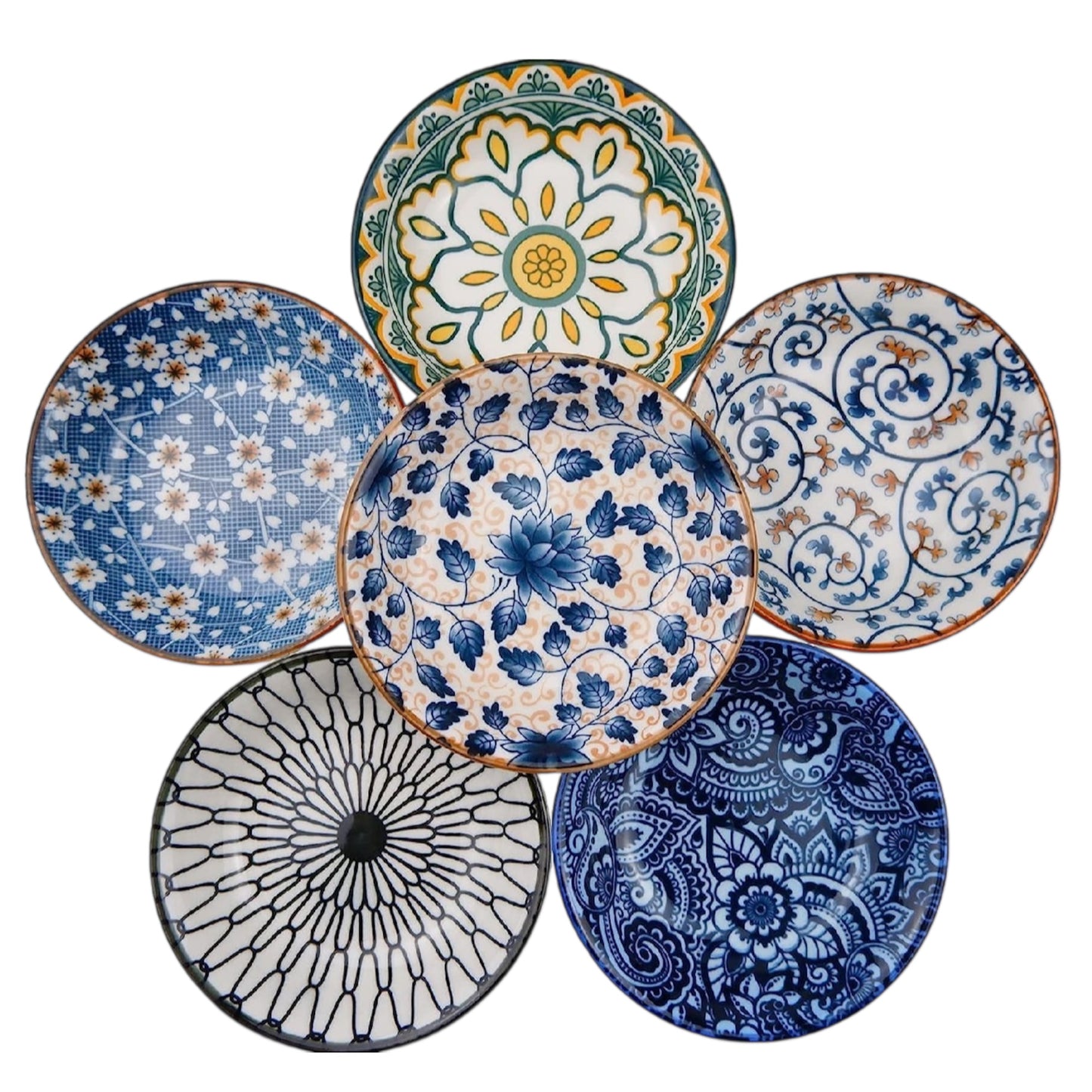 Porcelain Tapas Dishes,Snack Bowls for Tapas,Tapas Bowls Set,Ceramic Dipping Bowls,6Pcs Ø 10 Cm Small Spice Bowls,Dishes Sauce Dishes for Sushi,Sauce,Snack and Soy