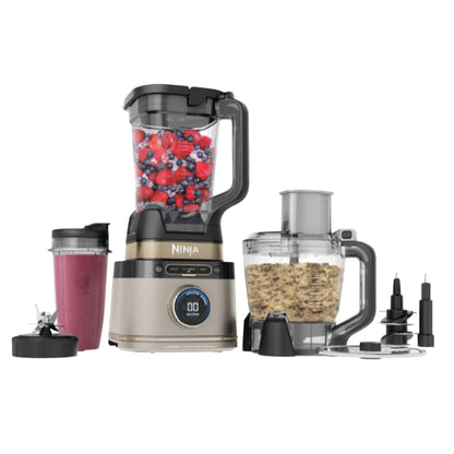 3-In-1 Detect Power Blender Processor Pro, Powerful 1200W Blender, Food Processor Bowl, Dough Blade, 2X Single Serve Cups, Jug, Make Pizza Dough, Blend, Chop & Mix, Stone Gold, TB401UKSTGD