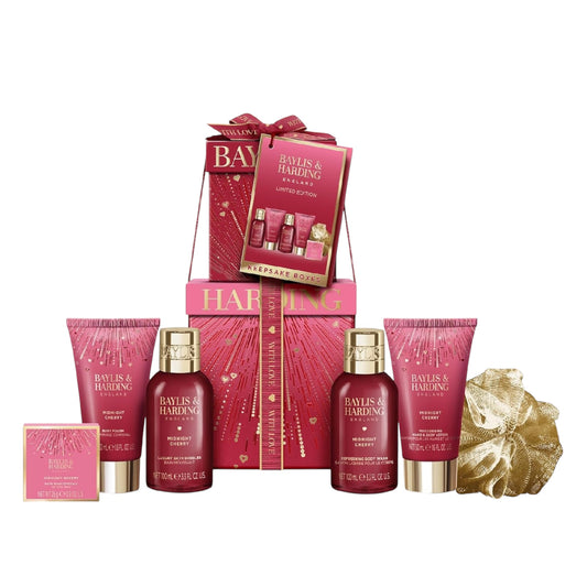 Baylis & Harding Midnight Cherry Luxury Pamper Present Gift Set - Vegan Friendly