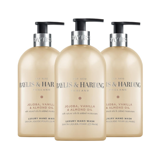 Baylis & Harding Jojoba, Vanilla & Almond Oil Hand Wash, 500 Ml (Pack of 3) - Vegan Friendly