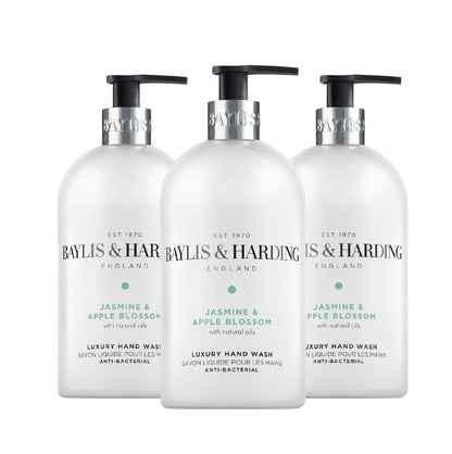 Baylis & Harding Jasmine and Apple Blossom Anti-Bacterial Hand Wash, 500 Ml (Pack of 3) - Vegan Friendly
