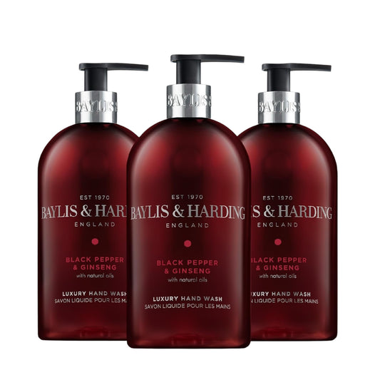 Baylis & Harding Black Pepper and Ginseng Hand Wash, 500 Ml (Pack of 3) - Vegan Friendly