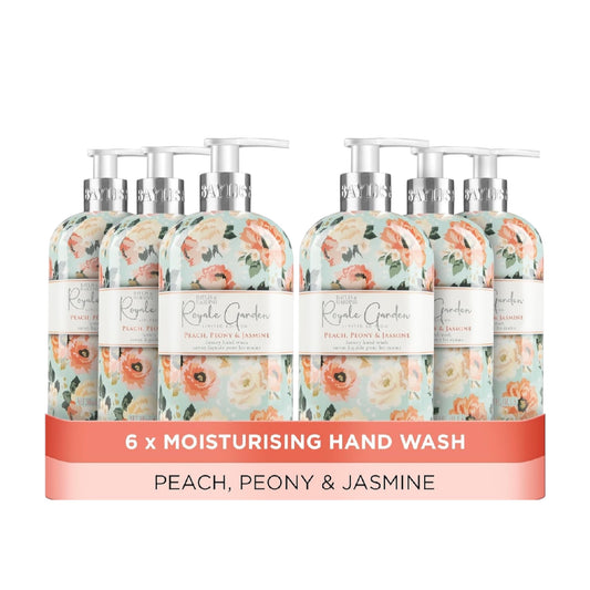 Baylis & Harding Royale Garden Peach Peony & Jasmine Hand Wash, 500 Ml (Pack of 6) - Vegan Friendly