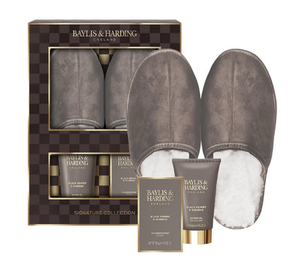 Baylis & Harding Black Pepper & Ginseng Men'S Luxury Slipper Gift Set - Vegan Friendly (Pack of 1)