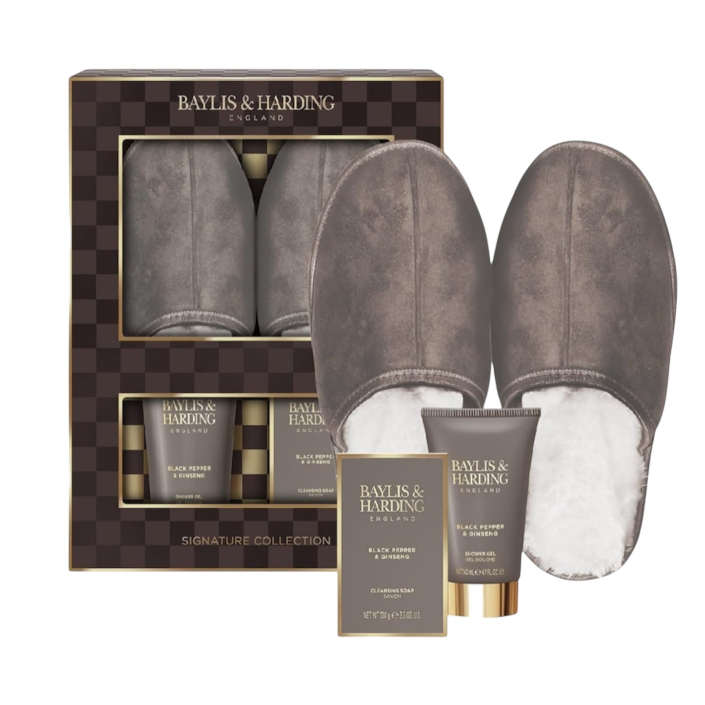 Baylis & Harding Black Pepper & Ginseng Men'S Luxury Slipper Gift Set - Vegan Friendly (Pack of 1)
