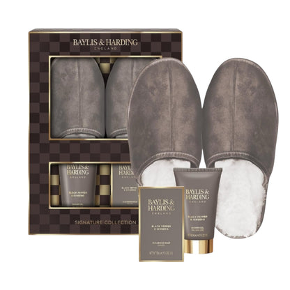Baylis & Harding Black Pepper & Ginseng Men'S Luxury Slipper Gift Set - Vegan Friendly (Pack of 1)