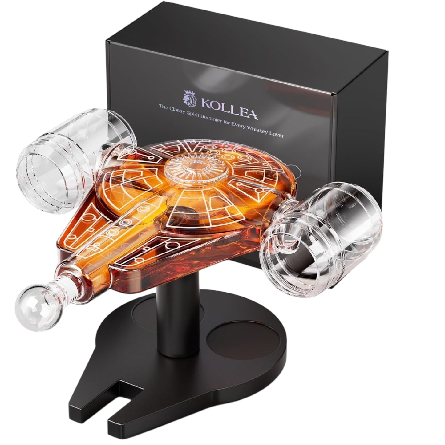 Fathers Day Birthday Gifts for Men Dad, Galaxy Spaceship Whiskey Decanter Sets for Men, Spacecraft Limited Edition, 2 Funny Shot Glasses, Unique Guys Brother Gift Ideas, Liquor Decanter for Bar