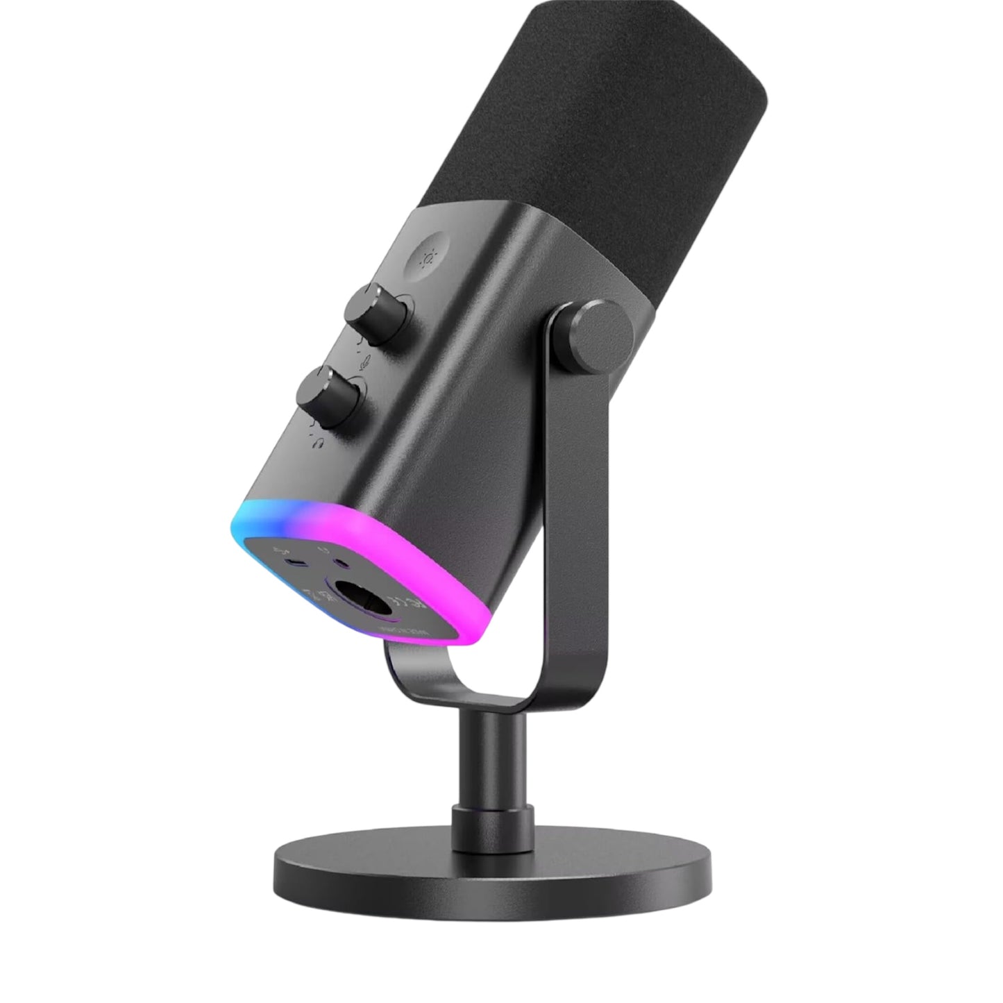 FIFINE XLR/USB Gaming Microphone, Studio Dynamic Streaming Mic, Computer Desktop Stand Microphone for Podcast, Voiceover, Recording, with RGB, Mute, Monitoring Headphone Jack, Gain Knob, Black-Am8