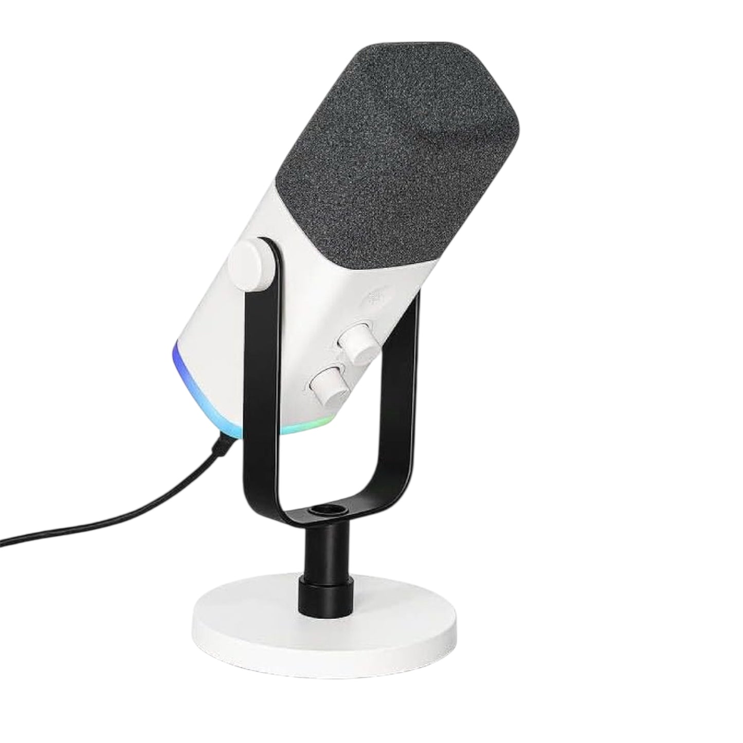 FIFINE PC Gaming Microphone, XLR/USB Microphone for Podcast Recording, Dynamic Mic with RGB, Mic Mute, Monitoring Headphones Jack for Computer/Ps4/Ps5, for Voice-Over Vocal Video-Ampligame AM8 White