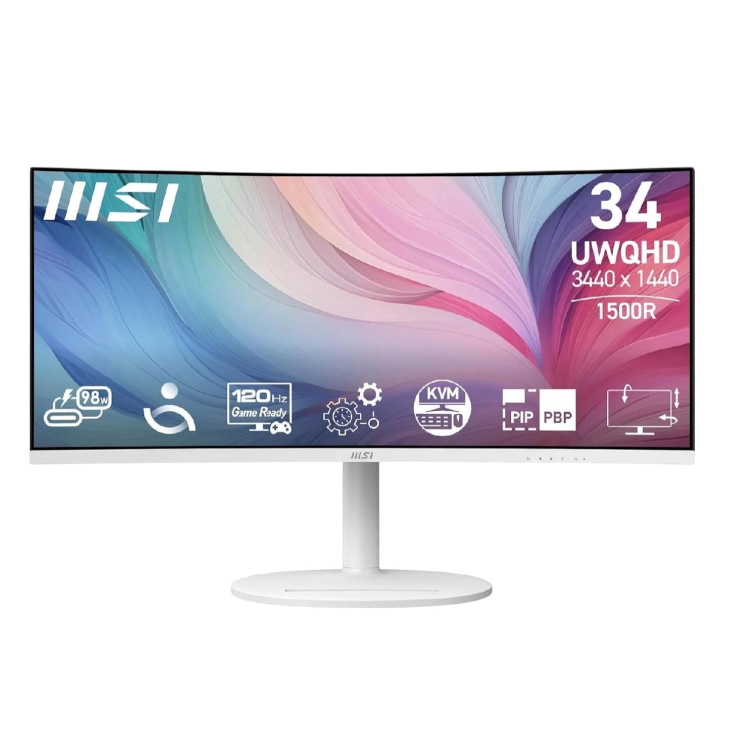 MSI Modern MD342CQPW Computer Monitor, 120Hz / Va/White, 120Hz / Va/White