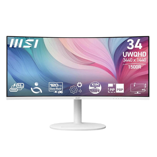 MSI Modern MD342CQPW Computer Monitor, 120Hz / Va/White, 120Hz / Va/White