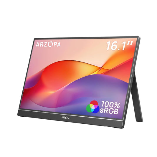 ARZOPA 16.1" Portable Monitor, 1920×1080 FHD IPS Portable Monitor for Laptop with Single-Rod, Support Hdmi/Type-C/Usb-C, Eye Protection Gaming Screen for Laptop/Pc/Mac/Ps3/4/5/Xbox