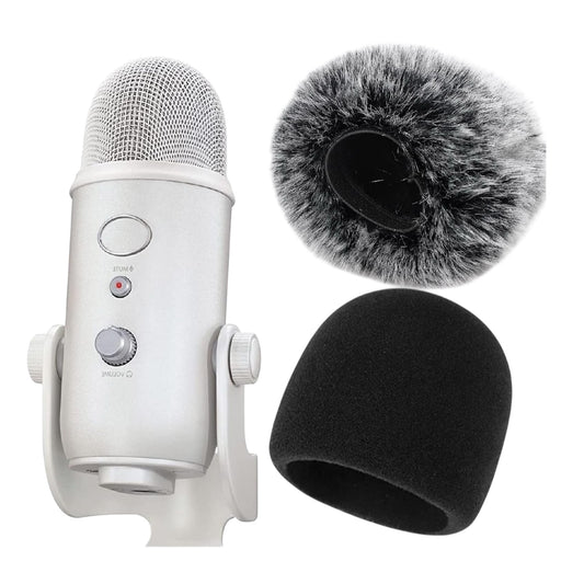 YOUSHARES Anti-Pop Foam Filter in Windshield Fur for Blue Yeti Microphone, Blue Yeti Pro Micro anti Wind Cap (2 Packs)