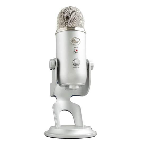 Logitech Blue Yeti USB Microphone for Recording, Streaming, Gaming, Podcasting on PC and Mac, Condenser Mic for Laptop or Computer with Blue VO!CE Effects, Adjustable Stand - Silver