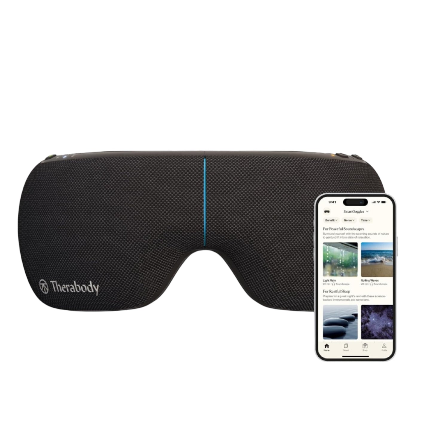 Therabody Smartgoggles 2.0 Heated Eye Mask & Eye Massager - Blackout Sleep Mask & Temple Massage for Personalized Relaxation, Stress Relief & Headache Relief