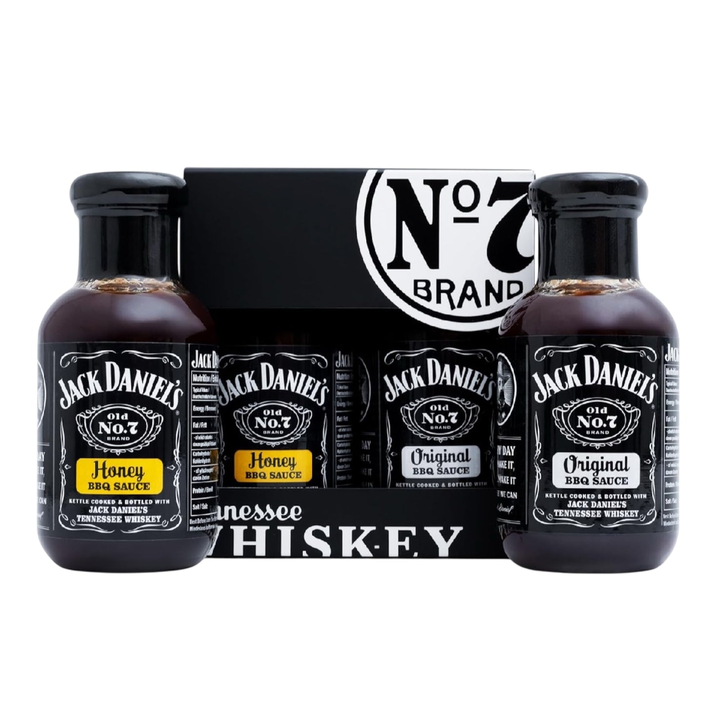 Jack Daniels BBQ Sauce Gift Set, 1X Honey, 1X Original BBQ Sauce Tennessee Whiskey, Jack Daniels Gifts for Men - Barbecue Food Gifts for Boyfriend, Dad and Mens Gift for Birthday, Stocking, Christmas
