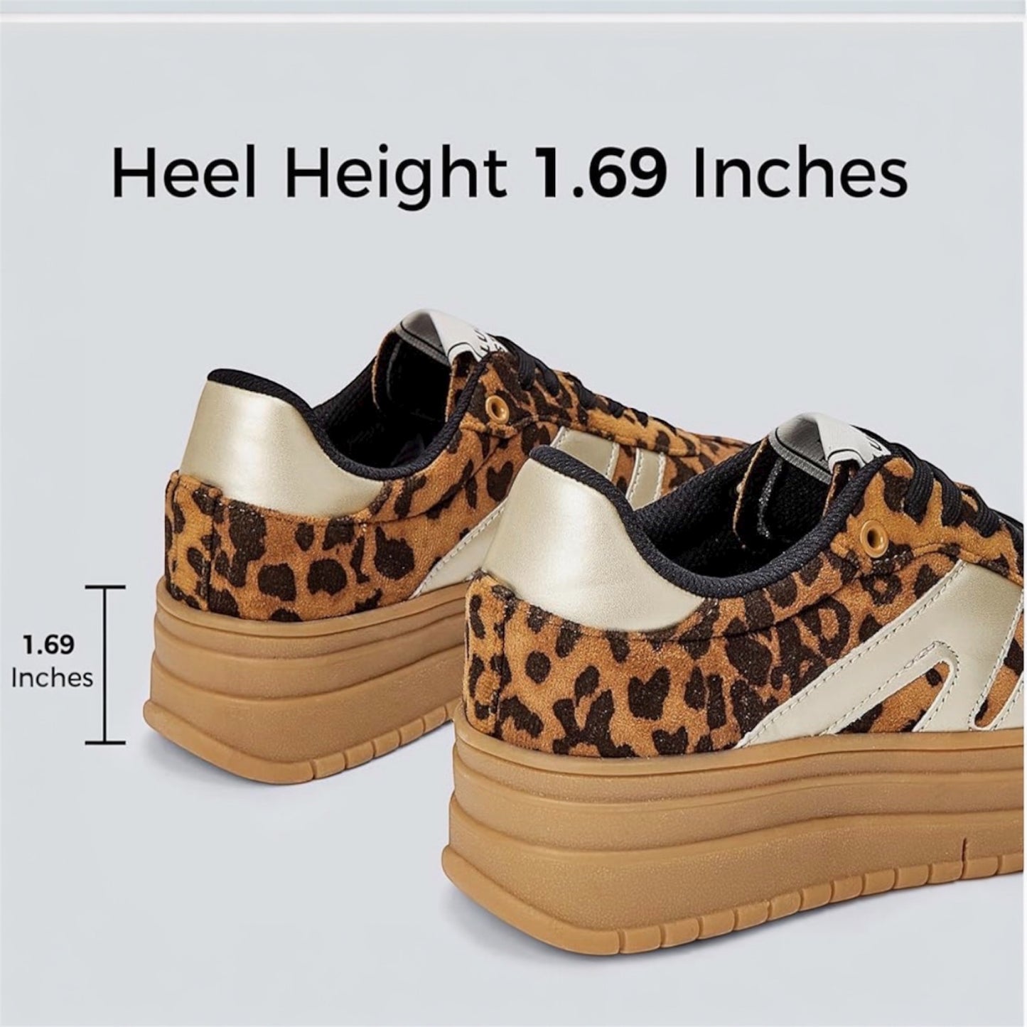 LUCKY STEP Women's Platform Gum Thick Sole Fashion Sneakers Classic Retro Rubber Low Top Casual Tennis Skate Walking Shoes