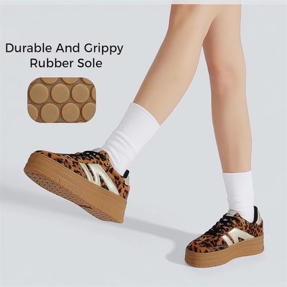 LUCKY STEP Women's Platform Gum Thick Sole Fashion Sneakers Classic Retro Rubber Low Top Casual Tennis Skate Walking Shoes