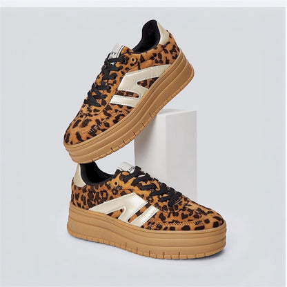 LUCKY STEP Women's Platform Gum Thick Sole Fashion Sneakers Classic Retro Rubber Low Top Casual Tennis Skate Walking Shoes