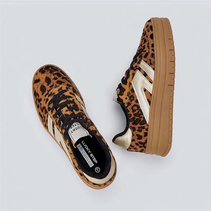 LUCKY STEP Women's Platform Gum Thick Sole Fashion Sneakers Classic Retro Rubber Low Top Casual Tennis Skate Walking Shoes