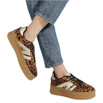 LUCKY STEP Women's Platform Gum Thick Sole Fashion Sneakers Classic Retro Rubber Low Top Casual Tennis Skate Walking Shoes