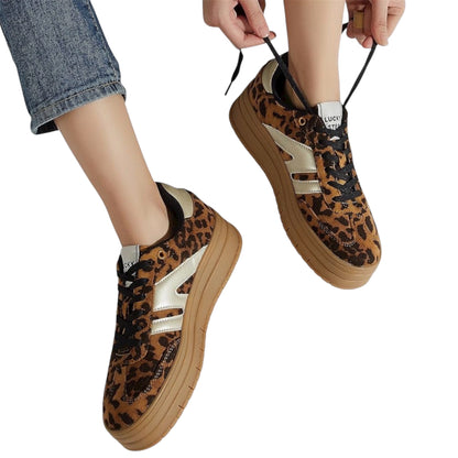 LUCKY STEP Women's Platform Gum Thick Sole Fashion Sneakers Classic Retro Rubber Low Top Casual Tennis Skate Walking Shoes