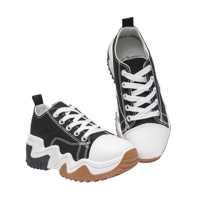 INNERSECT CO Women’s Chunky Platform Trainers – Canvas Lace-Up Sneakers with 5cm Thick Sole | Comfortable Casual Shoes for Travel & Daily Wear