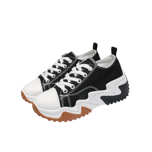 INNERSECT CO Women’s Chunky Platform Trainers – Canvas Lace-Up Sneakers with 5cm Thick Sole | Comfortable Casual Shoes for Travel & Daily Wear