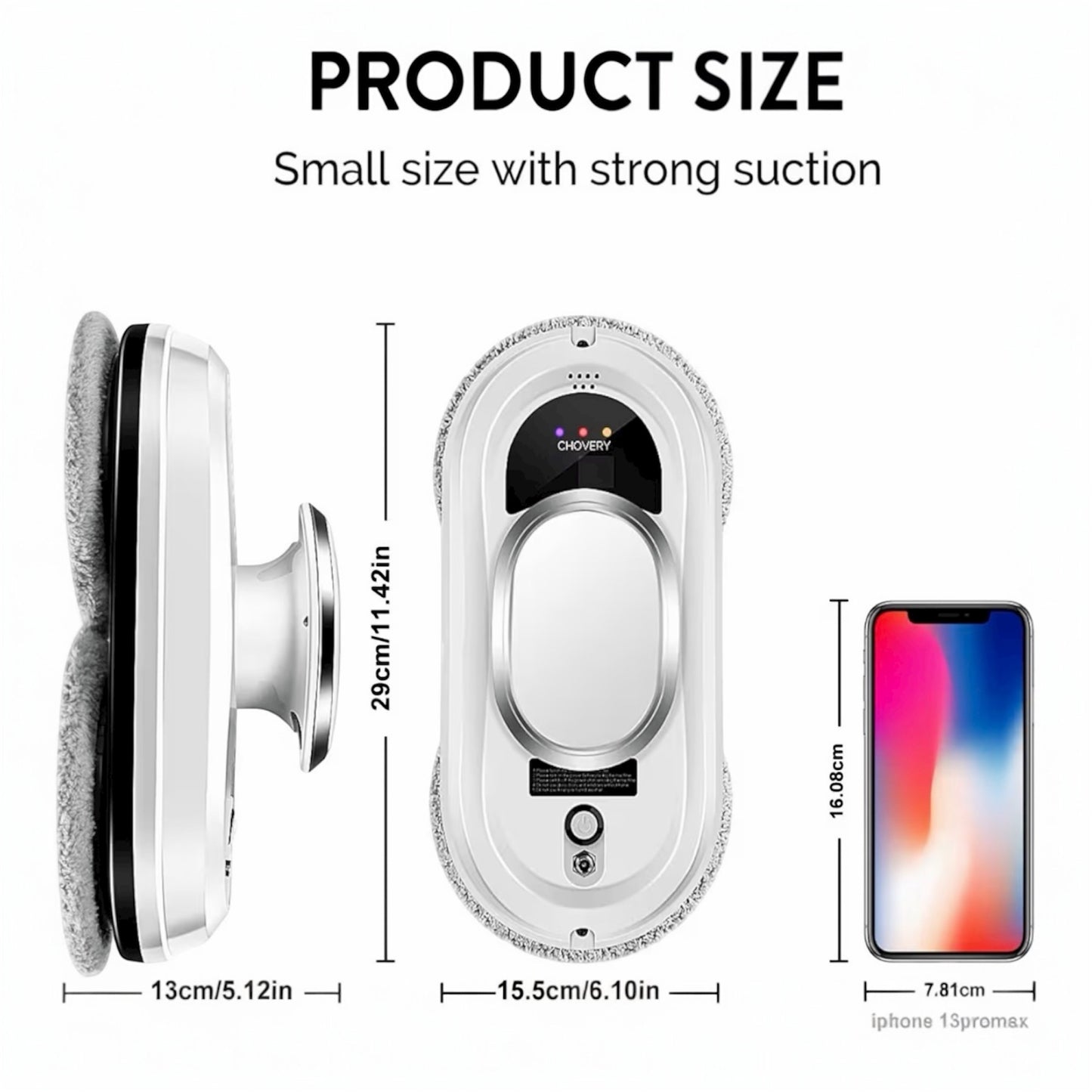 CHOVERY CL.1 Robot Glass Cleaner, Remote Control, Deep Cleaning, Intelligent Edge Detection System, Suitable for Windows, Tiles, Bathrooms (White)