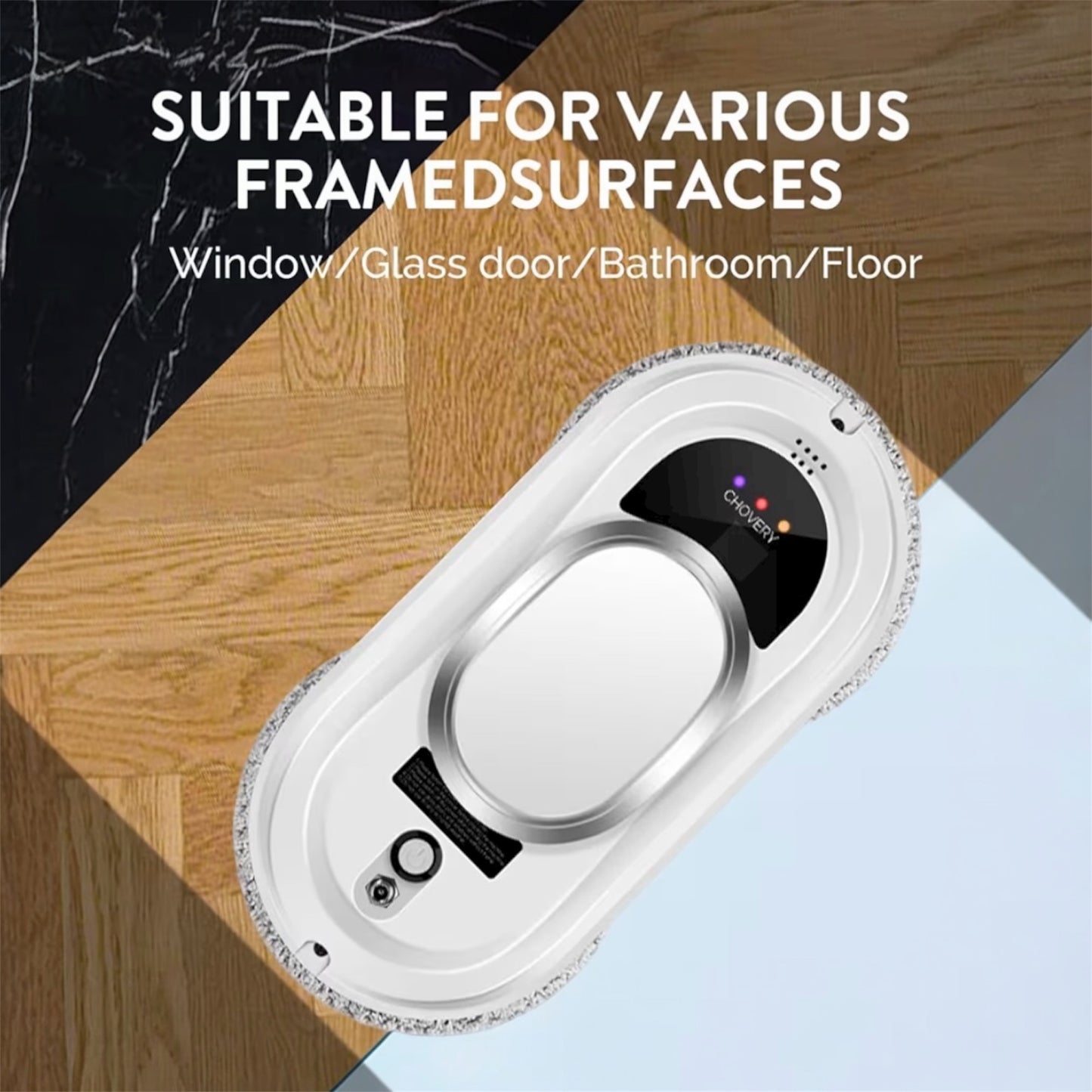 CHOVERY CL.1 Robot Glass Cleaner, Remote Control, Deep Cleaning, Intelligent Edge Detection System, Suitable for Windows, Tiles, Bathrooms (White)