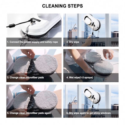 CHOVERY CL.1 Robot Glass Cleaner, Remote Control, Deep Cleaning, Intelligent Edge Detection System, Suitable for Windows, Tiles, Bathrooms (White)