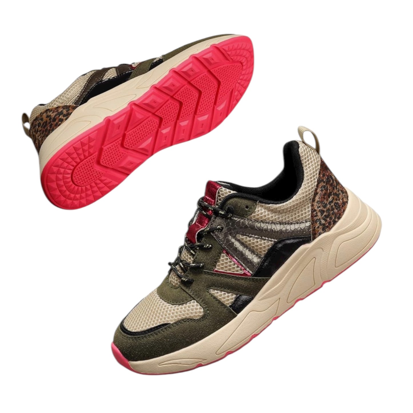 LUCKY STEP Women‘s Fashion Cusual Sneakers Platform Classic Leopard Walking Tennis Travel Shoes Chunky Colorful Lifestyle Sneakers