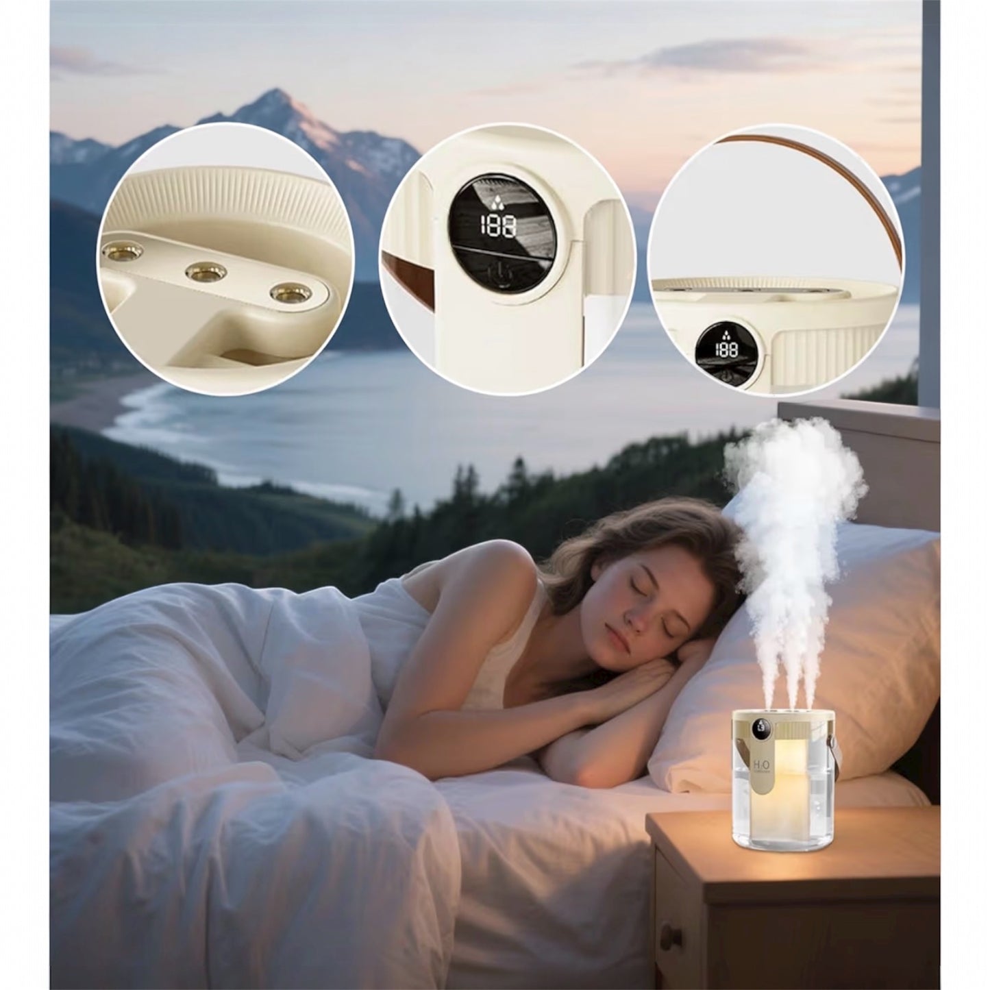 Portable Humidifier,Cool Mist Humidifier | Quiet Wireless Diffuser with 1.5L Water Tank for Apartment Dorm Indoor Desk Travel Household Plants