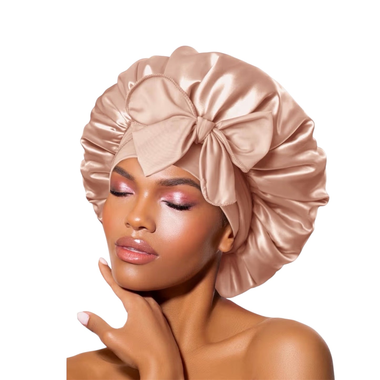 BONNET QUEEN Silk Bonnet, Satin Bonnet, Red Burgundy Silk Scarf Night Cap, for Curly Hair, for Sleeping, Hair Wrap, for Women & Men, Adjustable, with Tie Band