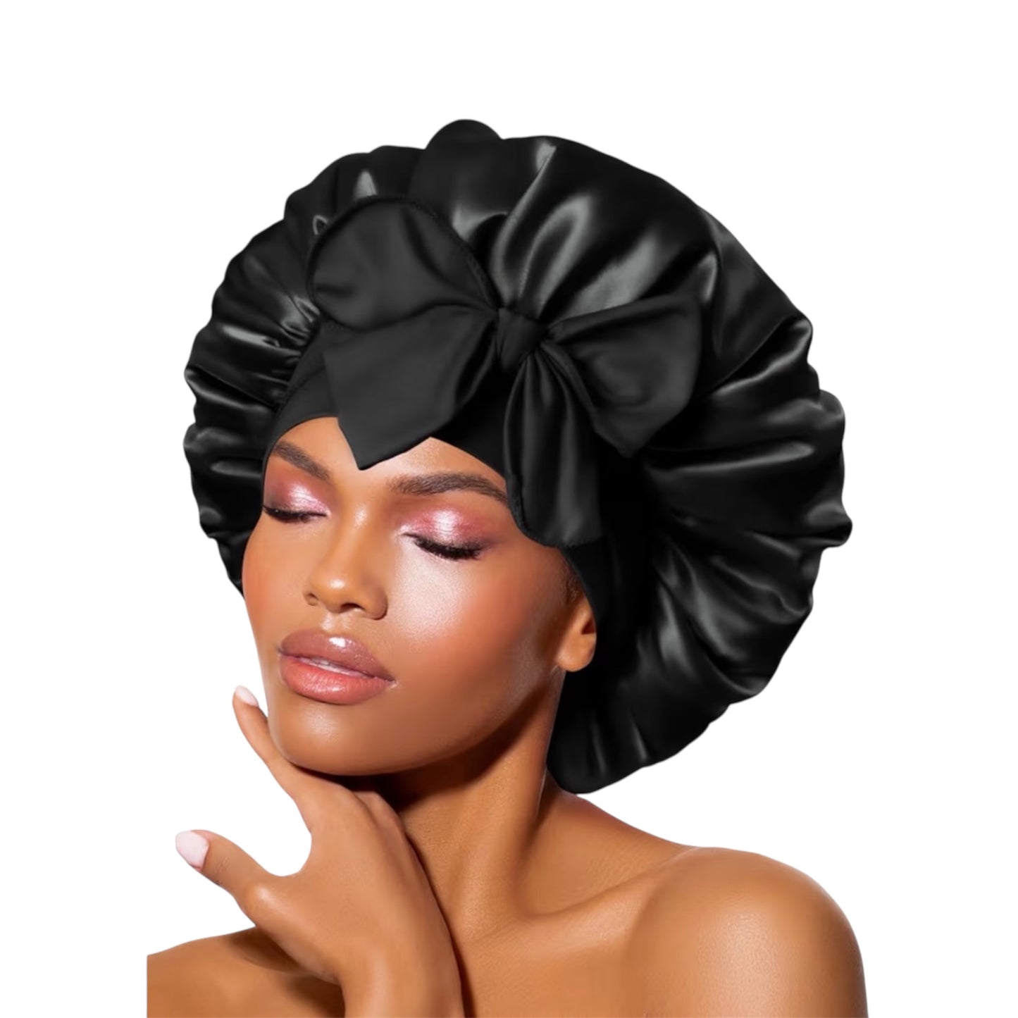 BONNET QUEEN Silk Bonnet, Satin Bonnet, Red Burgundy Silk Scarf Night Cap, for Curly Hair, for Sleeping, Hair Wrap, for Women & Men, Adjustable, with Tie Band